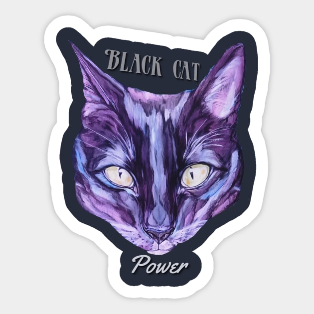 Black Cat Power Cat Face Cat Power Sticker TeePublic